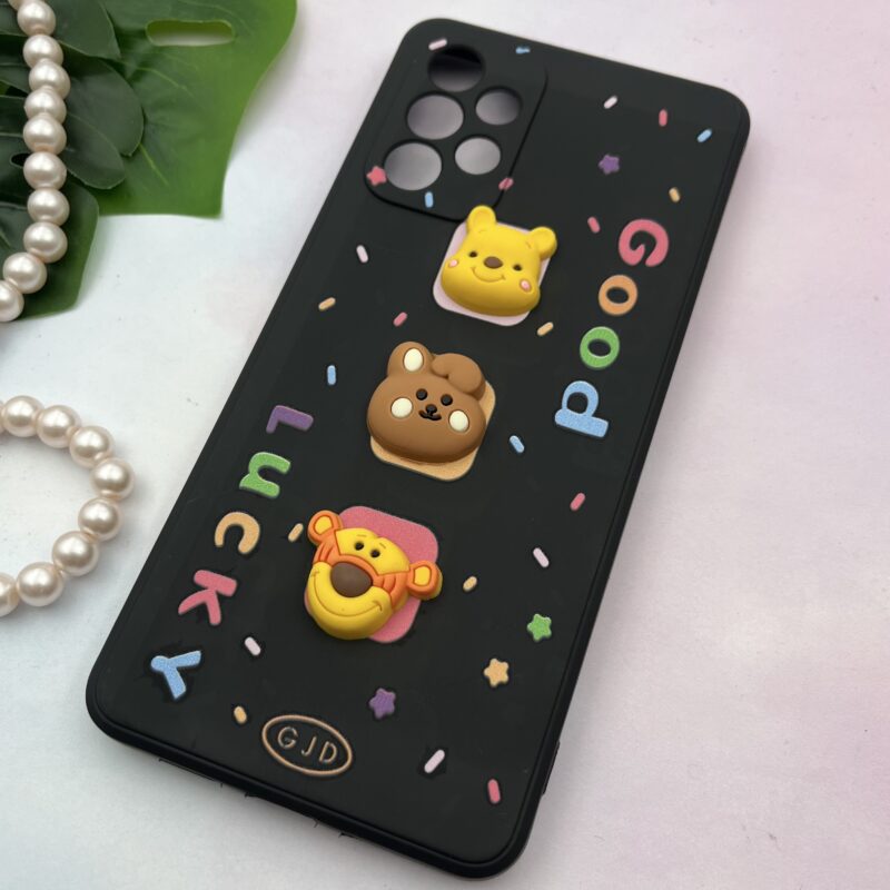 قاب گوشی Galaxy A73 سامسونگ سیلیکونی TPU عروسکی برجسته Good Luck محافظ لنز دار مشکی کد 71760 - Image 2