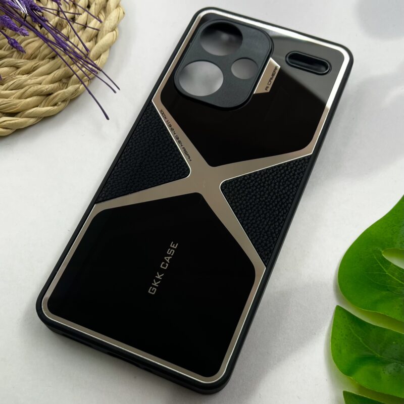 قاب گوشی Redmi Note 13 Pro Plus شیائومی GKK Case اورجینال آینه ای عنکبوتی PVD چرمی محافظ لنز دار مشکی کد 75233 - Image 2