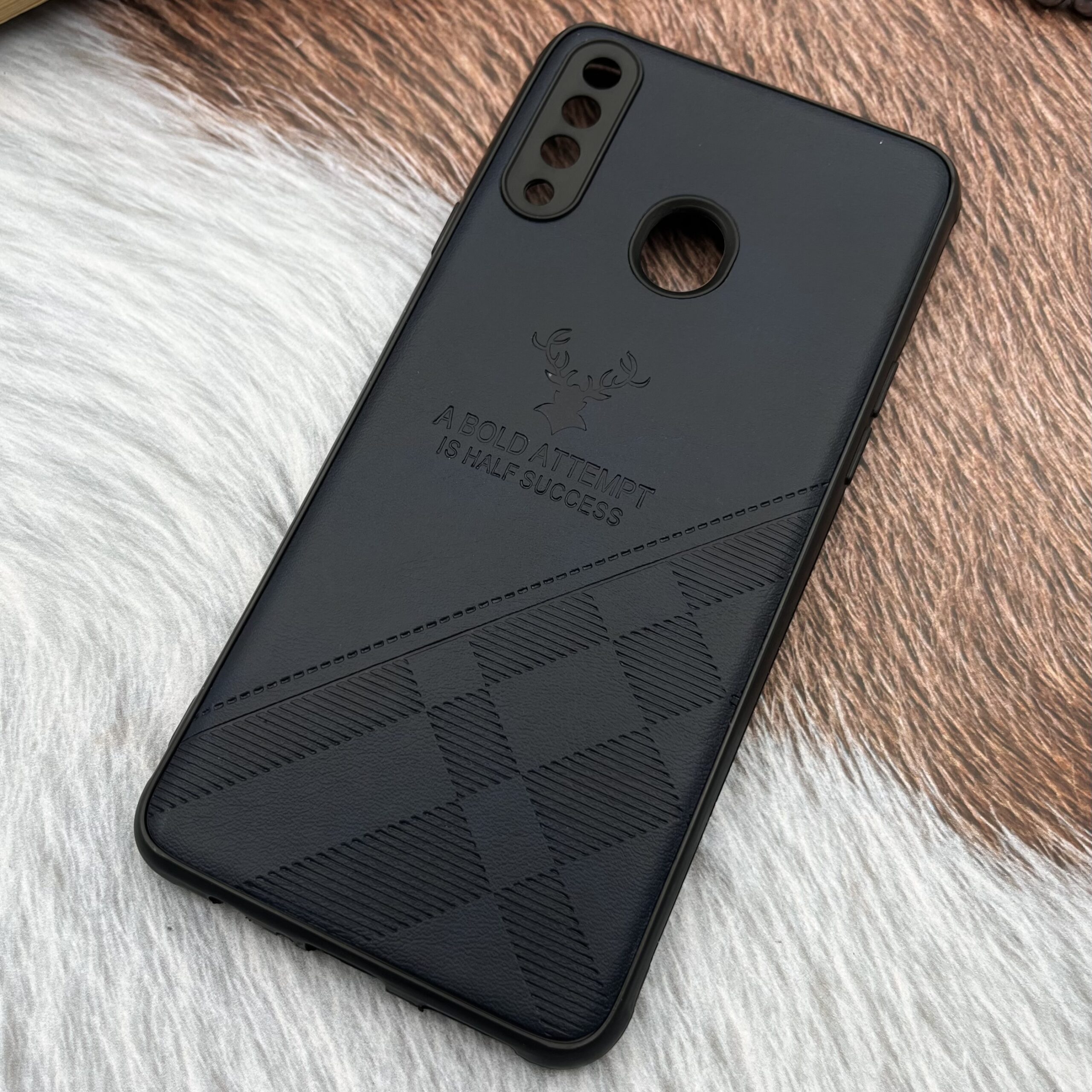 قاب گوشی Galaxy A20S سامسونگ اسپرت چرمی ژله ای طرح گوزنی DEER ایربگ دار سرمه ای کد 84061 - Image 2