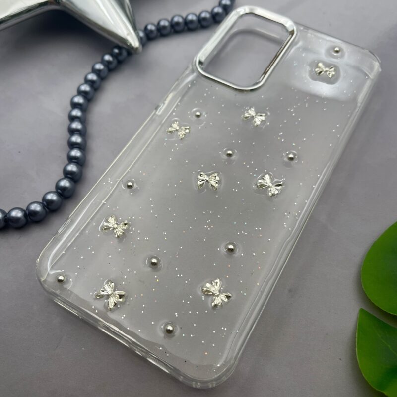 قاب گوشی Galaxy A14 سامسونگ رزینی لنز متال طرح مرواریدی پاپیون برجسته کد 87959 - Image 2