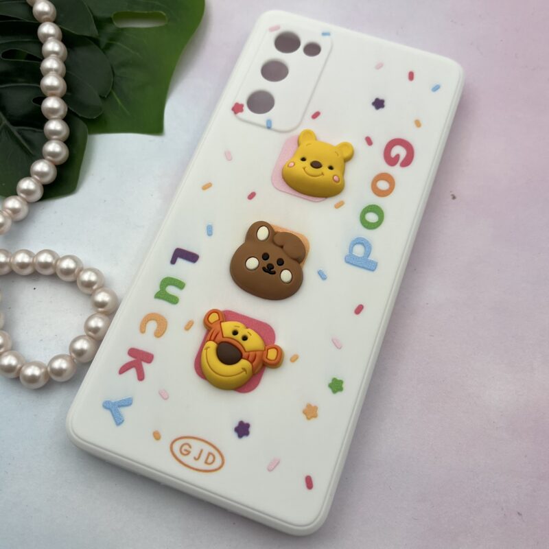 قاب گوشی Galaxy S20 FE سامسونگ سیلیکونی TPU عروسکی برجسته Good Luck محافظ لنز دار سفید کد 90969 - Image 2
