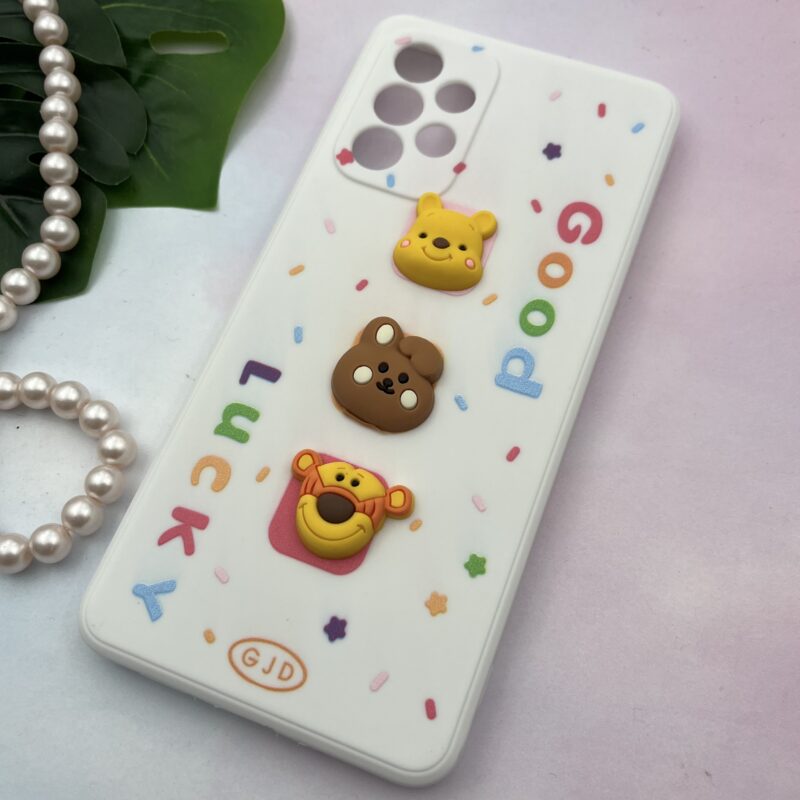 قاب گوشی Galaxy A73 سامسونگ سیلیکونی TPU عروسکی برجسته Good Luck محافظ لنز دار سفید کد 92415 - Image 2