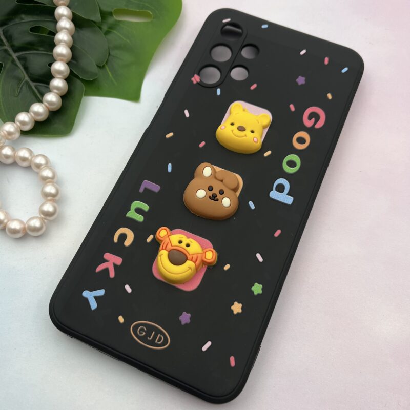 قاب گوشی Galaxy A13 4G / Galaxy A04S سامسونگ سیلیکونی TPU عروسکی برجسته Good Luck محافظ لنز دار مشکی کد 96876 - Image 2