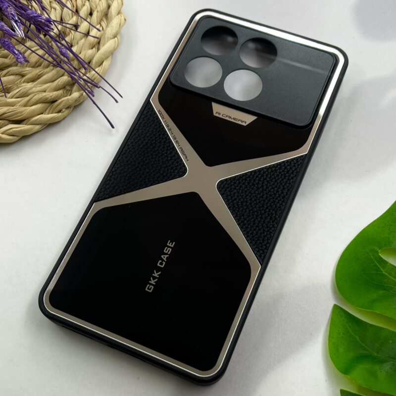 قاب گوشی Poco X6 Pro / Redmi K70E شیائومی GKK Case اورجینال آینه ای عنکبوتی PVD چرمی محافظ لنز دار مشکی کد 98412 - Image 2