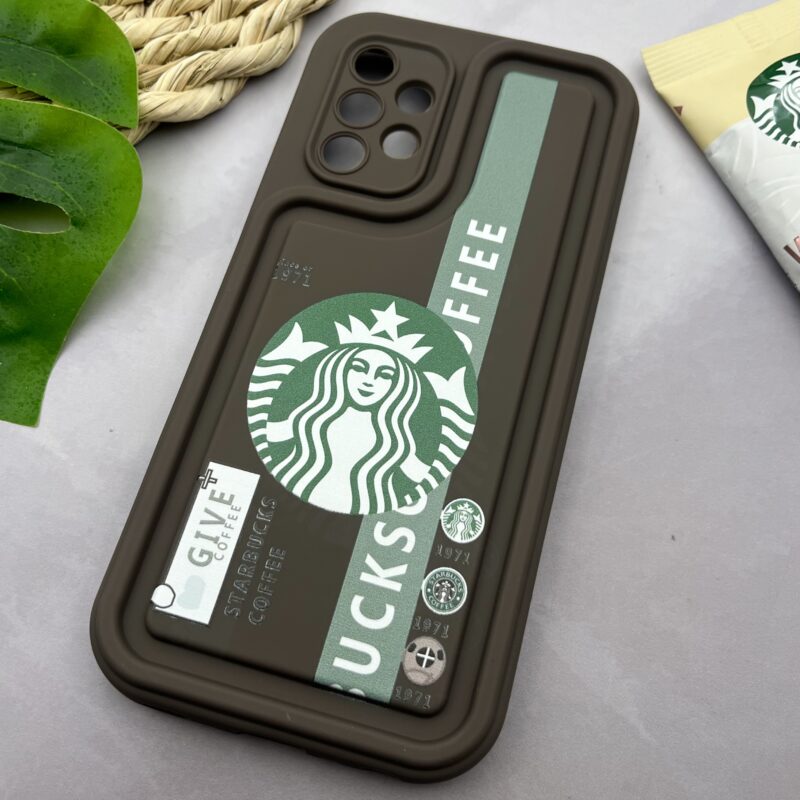 قاب گوشی Galaxy A32 4G سامسونگ Solid Case سیلیکونی برجسته طرح استارباکس محافظ لنز دار قهوه ای کد 99376 - Image 2