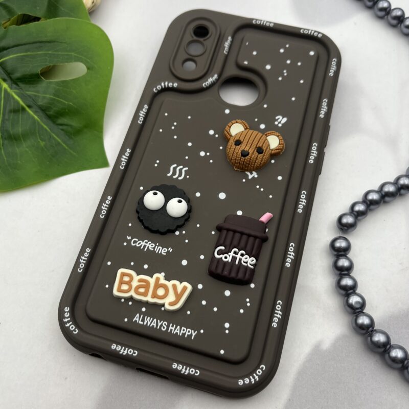 قاب گوشی Galaxy A10S سامسونگ سیلیکونی Solidcase عروسکی برجسته Coffe محافظ لنز دار قهوه ای کد 13823 - Image 2