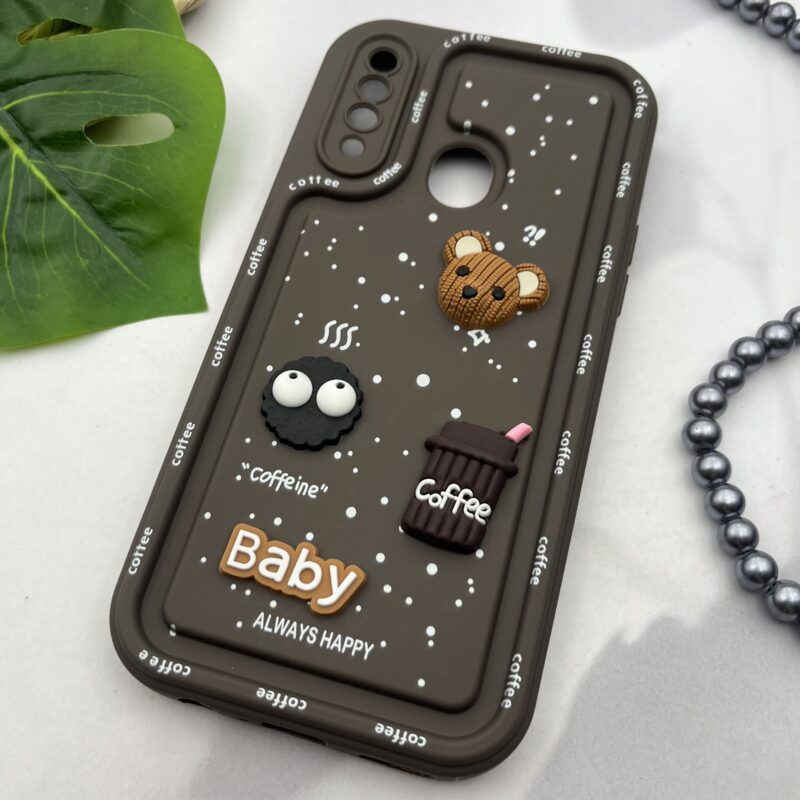 قاب گوشی Galaxy A20S سامسونگ سیلیکونی Solidcase عروسکی برجسته Coffe محافظ لنز دار قهوه ای کد 15365 - Image 2