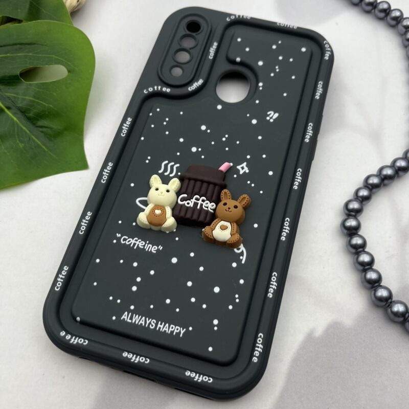 قاب گوشی Galaxy A20S سامسونگ سیلیکونی Solidcase عروسکی برجسته Coffe محافظ لنز دار نوک مدادی کد 17604 - Image 2