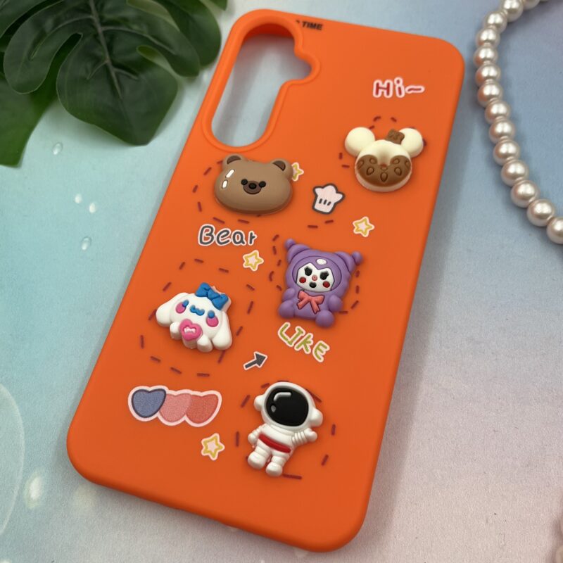 قاب گوشی Galaxy A35 سامسونگ سیلیکونی عروسکی سه بعدی برجسته kids محافظ لنز دار نارنجی کد 19888 - Image 2