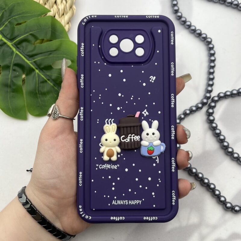 قاب گوشی Poco X3 / Poco X3 NFC / Poco X3 Pro شیائومی سیلیکونی Solidcase عروسکی برجسته Coffe محافظ لنز دار بنفش کد 22781