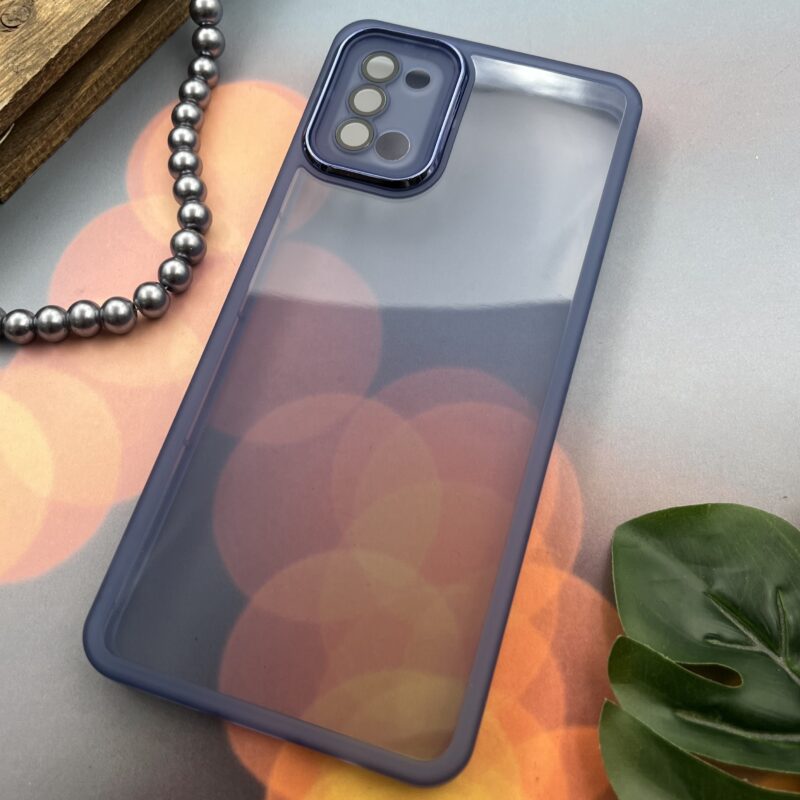 قاب گوشی Galaxy A31 سامسونگ سیلیکونی ژله ای دور سیلیکونی متال شفاف محافظ لنز دار شیشه ای سرمه ای کد 28321 - Image 2