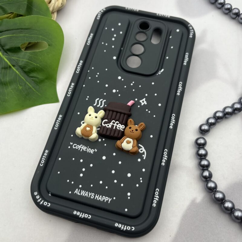 قاب گوشی Redmi Note 8 Pro شیائومی سیلیکونی Solidcase عروسکی برجسته Coffe محافظ لنز دار نوک مدادی کد 32428 - Image 2