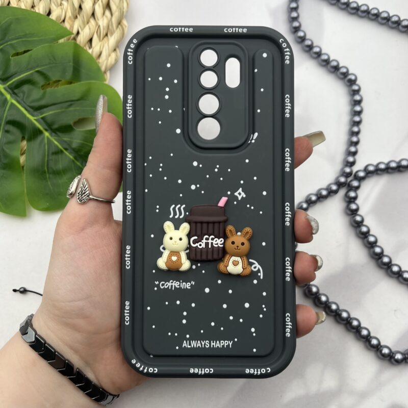قاب گوشی Redmi Note 8 Pro شیائومی سیلیکونی Solidcase عروسکی برجسته Coffe محافظ لنز دار نوک مدادی کد 32428