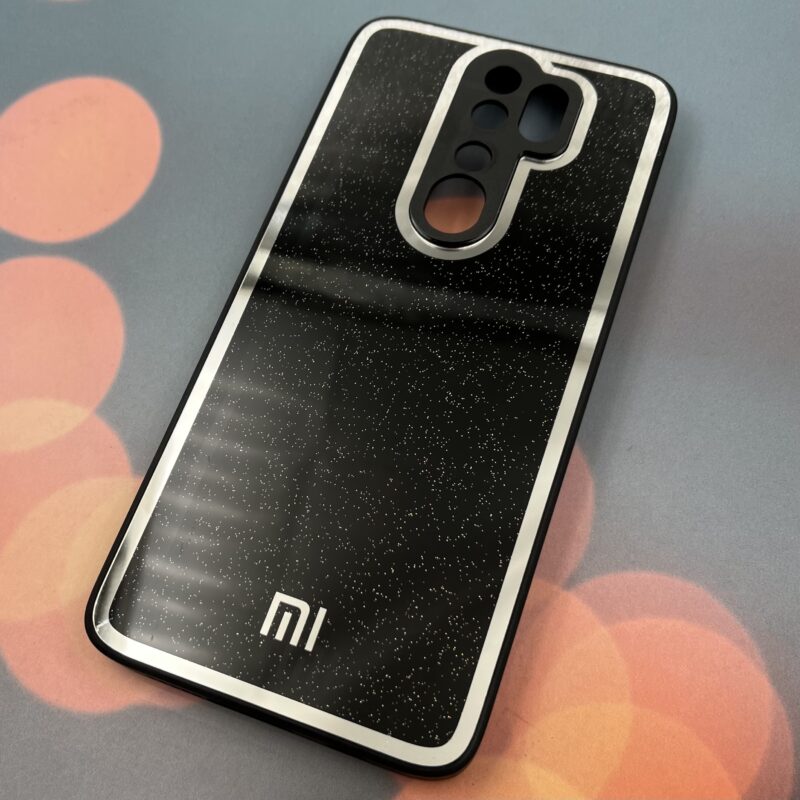 قاب گوشی Redmi Note 8 Pro شیائومی PVD دور سیلیکونی شاین دار اکلیلی لوکس محافظ لنز دار مشکی نقره ای کد 33997 - Image 2