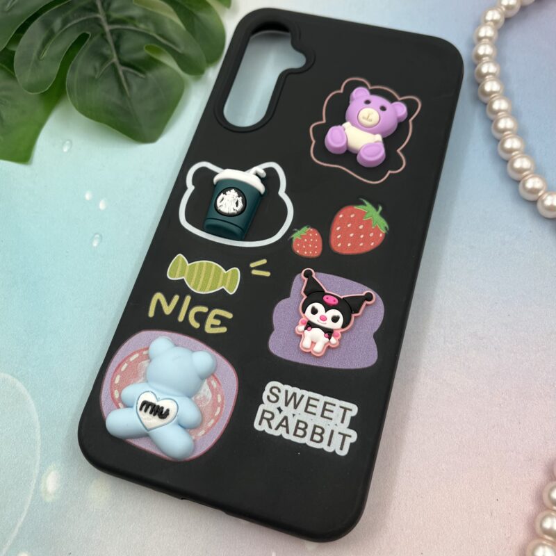 قاب گوشی Galaxy A34 سامسونگ سیلیکونی عروسکی سه بعدی برجسته kids محافظ لنز دار مشکی کد 37727 - Image 2