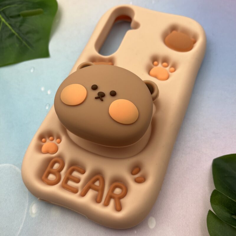 قاب گوشی Galaxy A55 سامسونگ تدی BEAR سیلیکونی پاک کنی اورجینال برجسته سه بعدی هولدری کرمی کد 40968 - Image 2