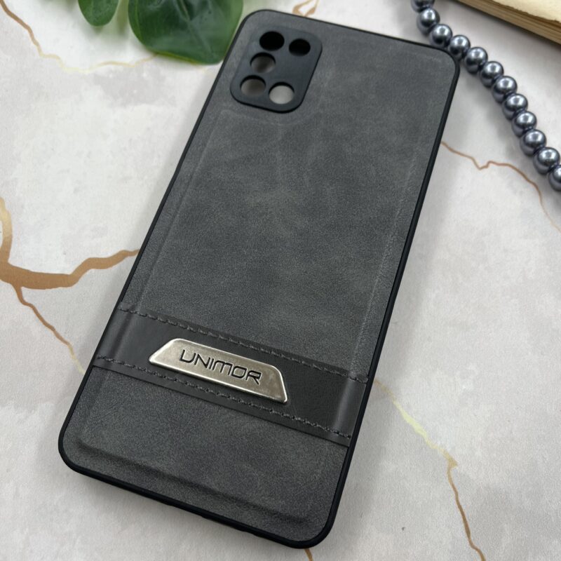 قاب گوشی Galaxy A31 سامسونگ چرم UNIMOR اورجینال دوختی لوگو فلزی طوسی محافظ لنز دار کد 50904 - Image 2