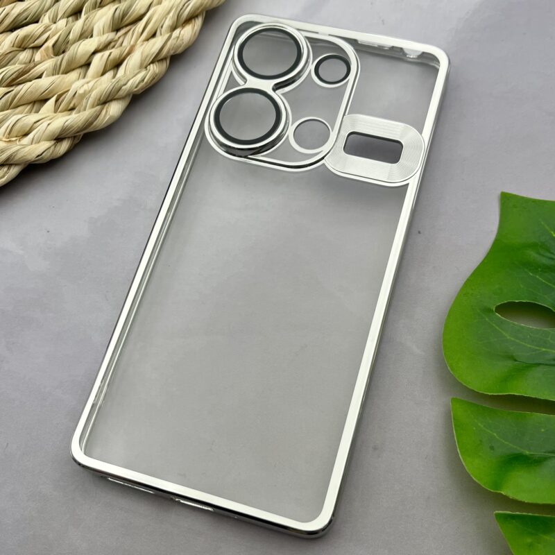 قاب گوشی Redmi Note 13 Pro 4G / Poco M6 Pro 4G شیائومی الکتروپلیتینگ شفاف ژله ای مگ سیف محافظ لنز دار شیشه ای نقره ای کد 50914 - Image 2