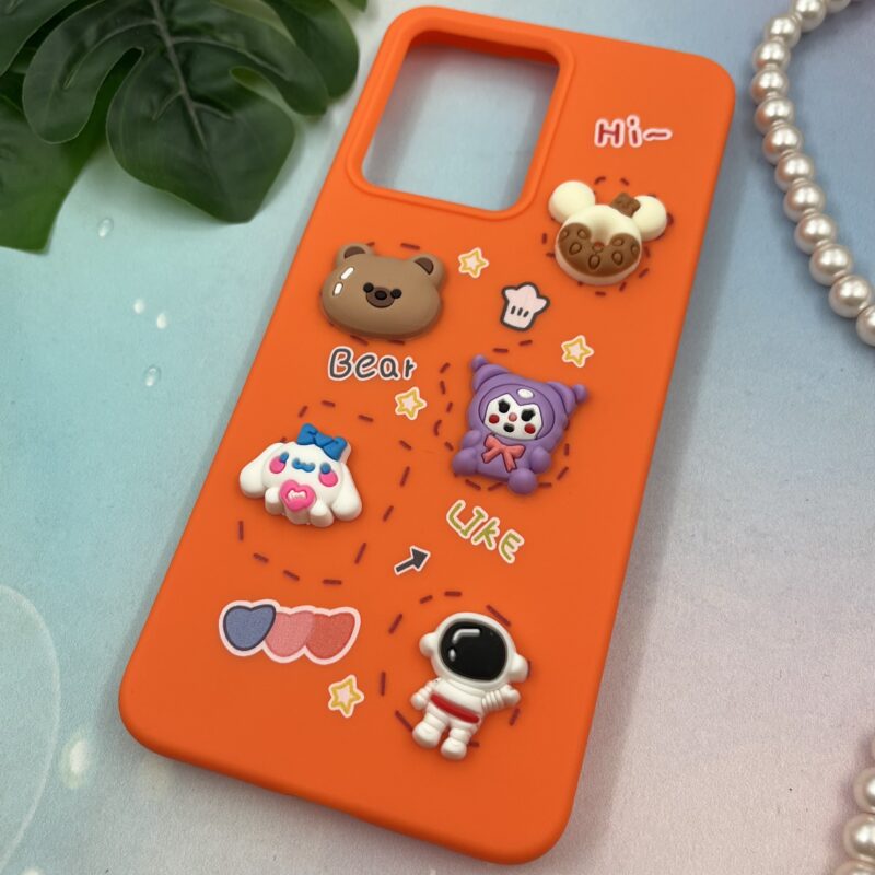 قاب گوشی Redmi Note 12 4G شیائومی سیلیکونی عروسکی سه بعدی برجسته kids محافظ لنز دار نارنجی کد 51634 - Image 2