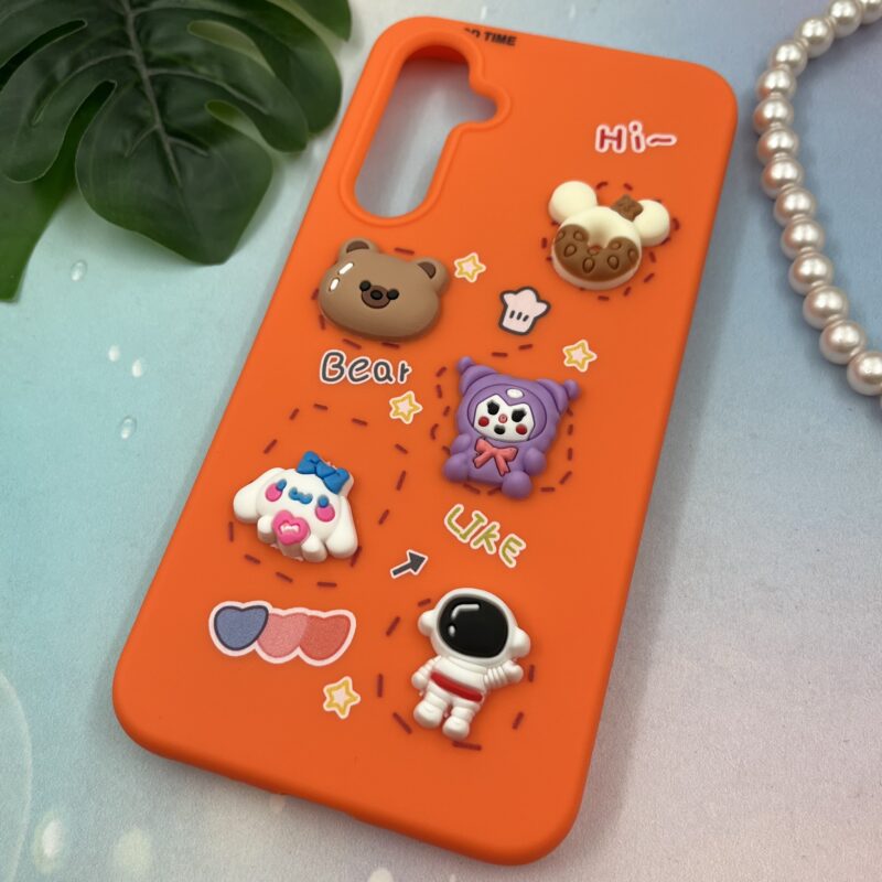 قاب گوشی Galaxy A54 سامسونگ سیلیکونی عروسکی سه بعدی برجسته kids محافظ لنز دار نارنجی کد 63459 - Image 2