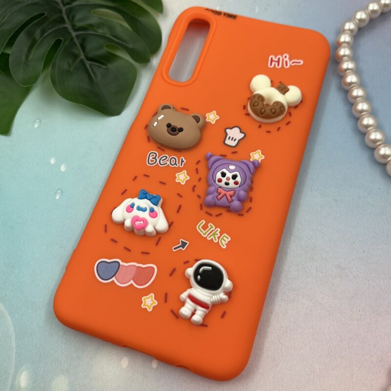 قاب گوشی Galaxy A30S / Galaxy A50S / Galaxy A50 سامسونگ سیلیکونی عروسکی سه بعدی برجسته kids محافظ لنز دار نارنجی کد 64471 - Image 2