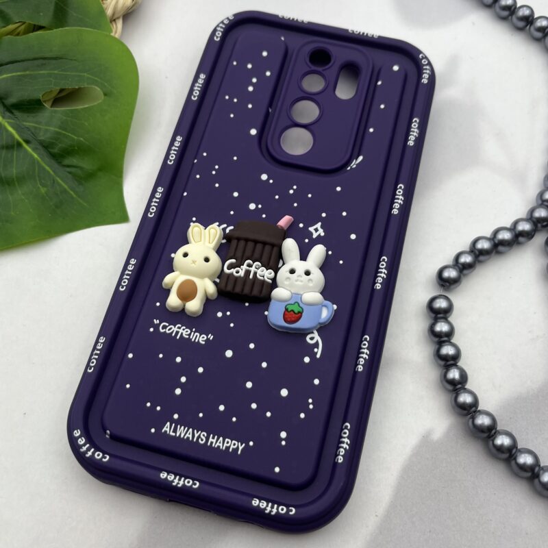 قاب گوشی Redmi Note 8 Pro شیائومی سیلیکونی Solidcase عروسکی برجسته Coffe محافظ لنز دار بنفش کد 69743 - Image 2