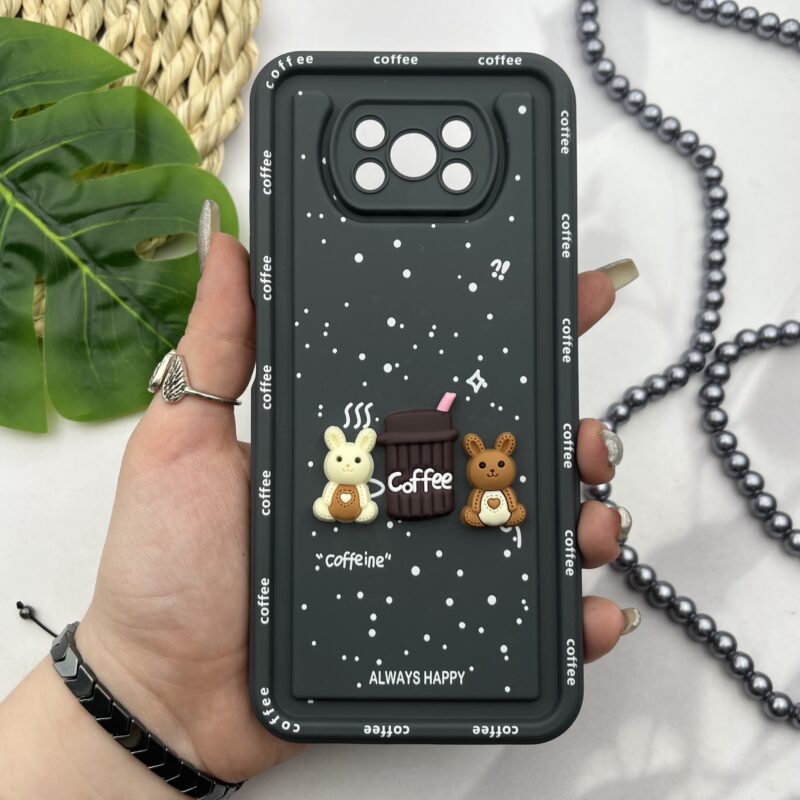 قاب گوشی Poco X3 / Poco X3 NFC / Poco X3 Pro شیائومی سیلیکونی Solidcase عروسکی برجسته Coffe محافظ لنز دار نوک مدادی کد 70043