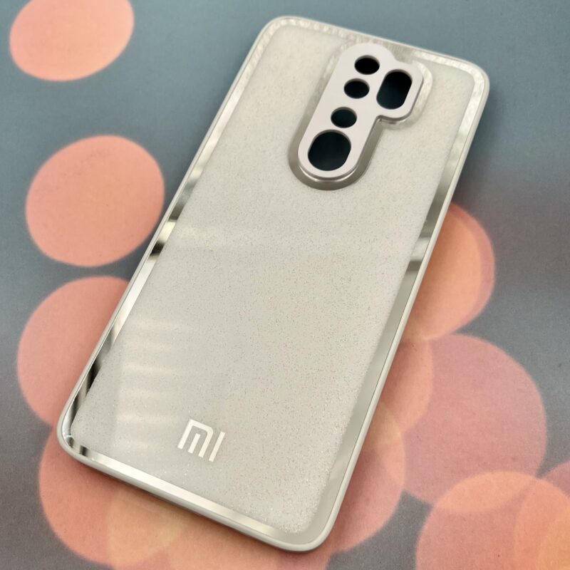 قاب گوشی Redmi Note 8 Pro شیائومی PVD دور سیلیکونی شاین دار اکلیلی لوکس محافظ لنز دار سفید نقره ای کد 70880 - Image 2
