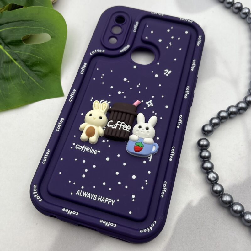 قاب گوشی Galaxy A10S سامسونگ سیلیکونی Solidcase عروسکی برجسته Coffe محافظ لنز دار بنفش کد 71197 - Image 2