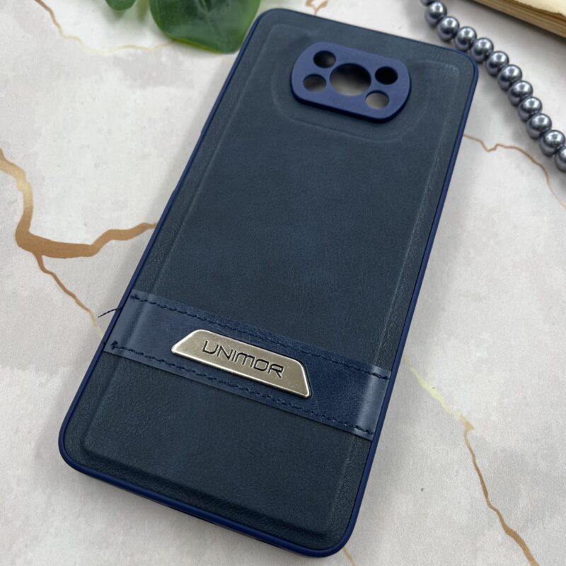 قاب گوشی Poco X3 / Poco X3 NFC / Poco X3 Pro شیائومی چرم UNIMOR اورجینال دوختی لوگو فلزی سرمه ای محافظ لنز دار کد 72964 - Image 2