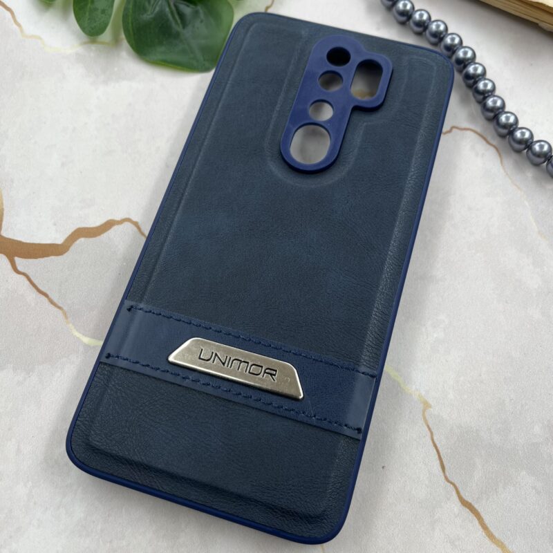 قاب گوشی Redmi Note 8 Pro شیائومی چرم UNIMOR اورجینال دوختی لوگو فلزی سرمه ای محافظ لنز دار کد 73627 - Image 2