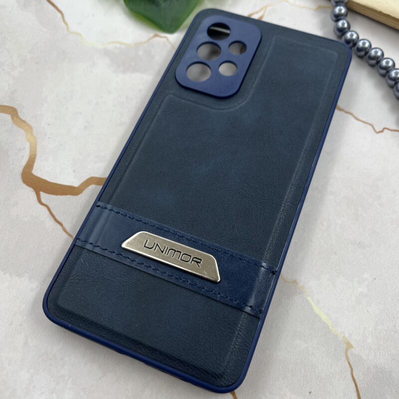 قاب گوشی Galaxy A52 / Galaxy A52S سامسونگ چرم UNIMOR اورجینال دوختی لوگو فلزی سرمه ای محافظ لنز دار کد 77175 - Image 2