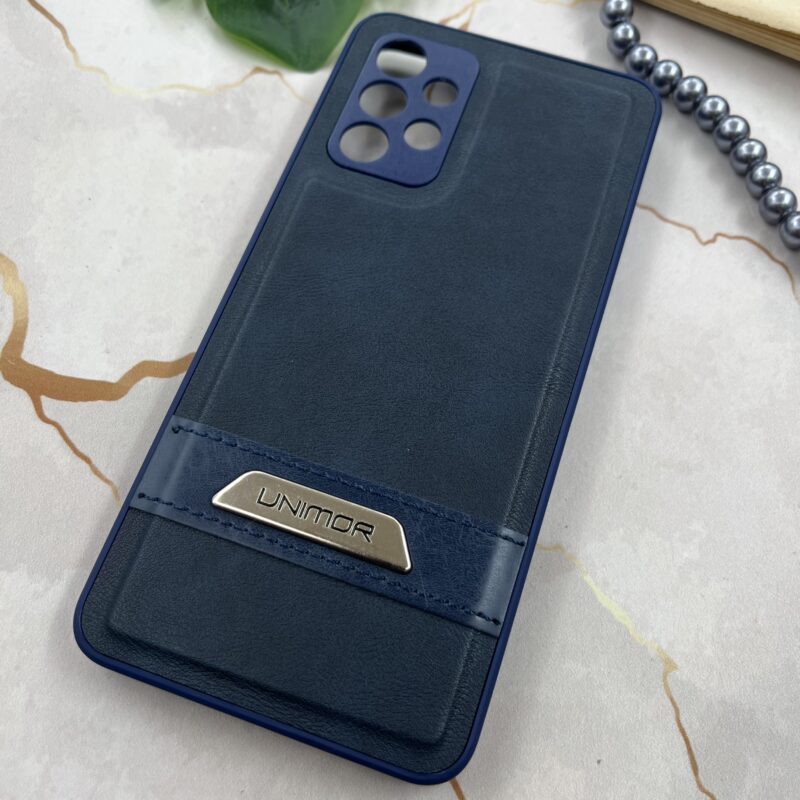 قاب گوشی Galaxy A32 4G سامسونگ چرم UNIMOR اورجینال دوختی لوگو فلزی سرمه ای محافظ لنز دار کد 80569 - Image 2