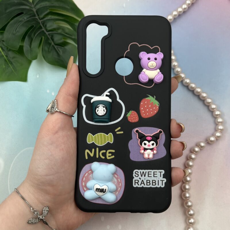 قاب گوشی Redmi Note 8 / Redmi Note 8 2021 شیائومی سیلیکونی عروسکی سه بعدی برجسته kids محافظ لنز دار مشکی کد 83008