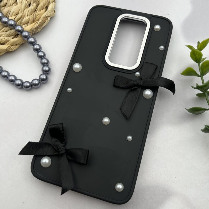 قاب گوشی Redmi Note 8 Pro شیائومی سیلیکونی پاپیون دار مرواریدی برجسته لنز متال مشکی کد 87463 - Image 2