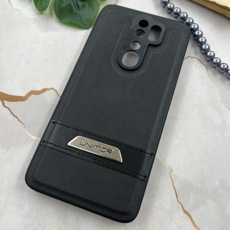 قاب گوشی Redmi Note 8 Pro شیائومی چرم UNIMOR اورجینال دوختی لوگو فلزی مشکی محافظ لنز دار کد 89306 - Image 2
