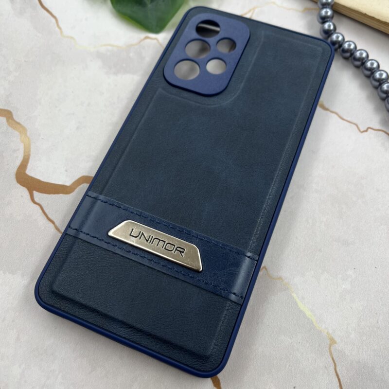 قاب گوشی Galaxy A53 سامسونگ چرم UNIMOR اورجینال دوختی لوگو فلزی سرمه ای محافظ لنز دار کد 92444 - Image 2