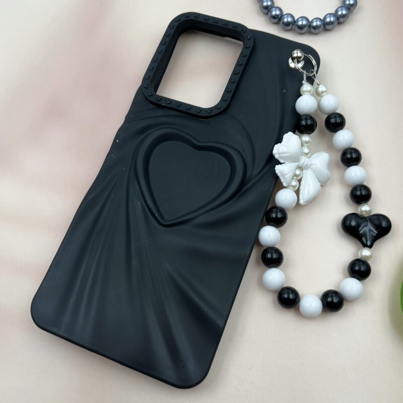 قاب گوشی Redmi 13C / Poco C65 شیائومی دستبندی مرواریدی جدا شونده طرح LOVE برجسته مشکی کد 16008 - Image 2