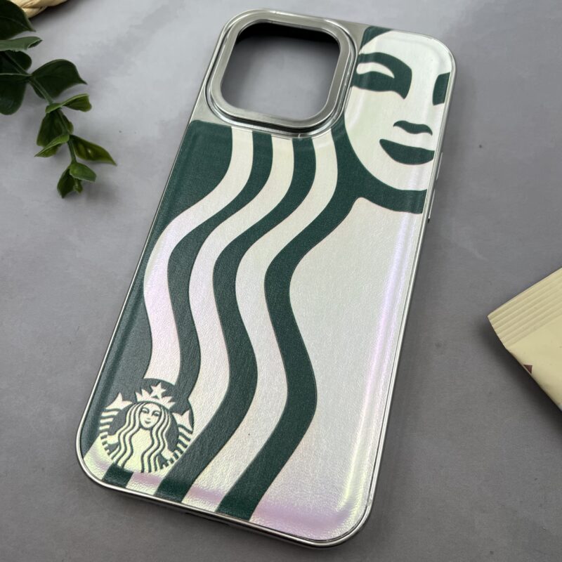 قاب گوشی iPhone 14 Pro Max آیفون Metal Case طرح استارباکس نقره ای کد 49270 - Image 2