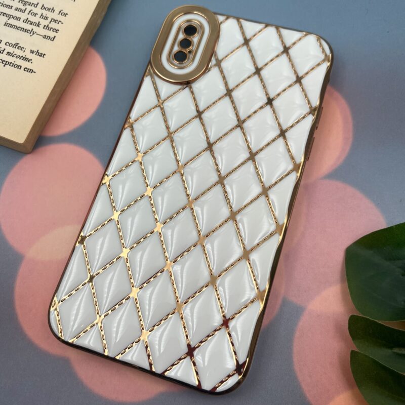 قاب گوشی iPhone X / iPhone XS آیفون سیلیکونی طرح برجسته پافری My Case دور طلایی محافظ لنز دار دور طلایی سفید کد 83721 - Image 2