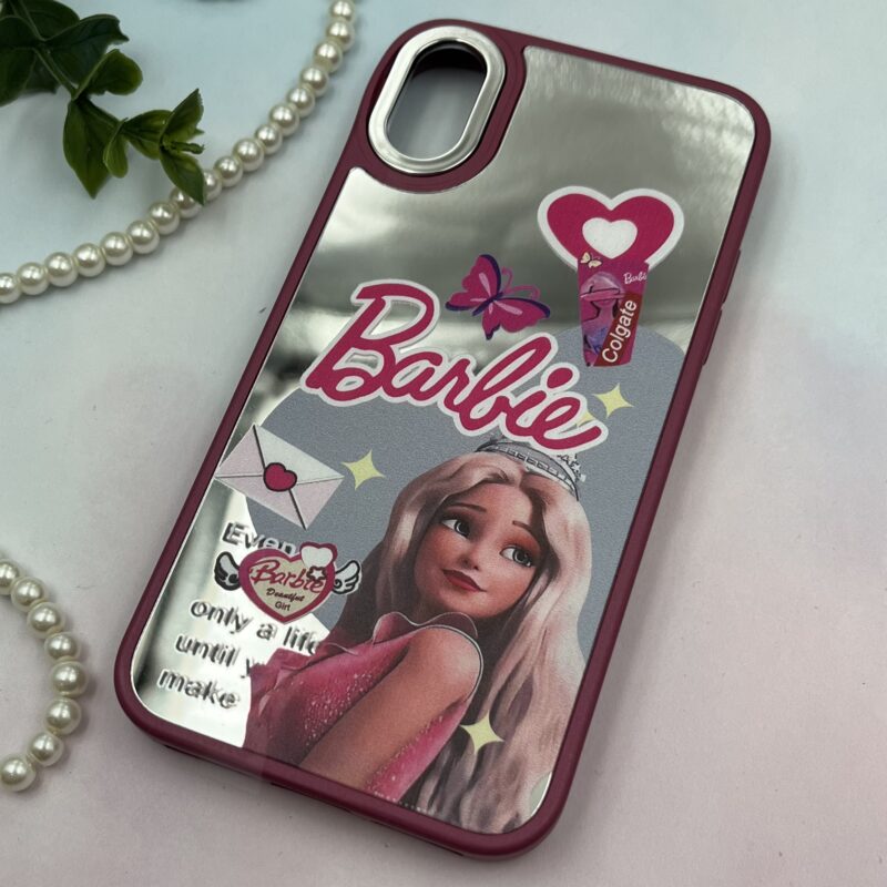 قاب گوشی iPhone X / iPhone XS آیفون آینه ای طرح باربی Barbie دور سیلیکونی فانتزی کد 90255 - Image 2