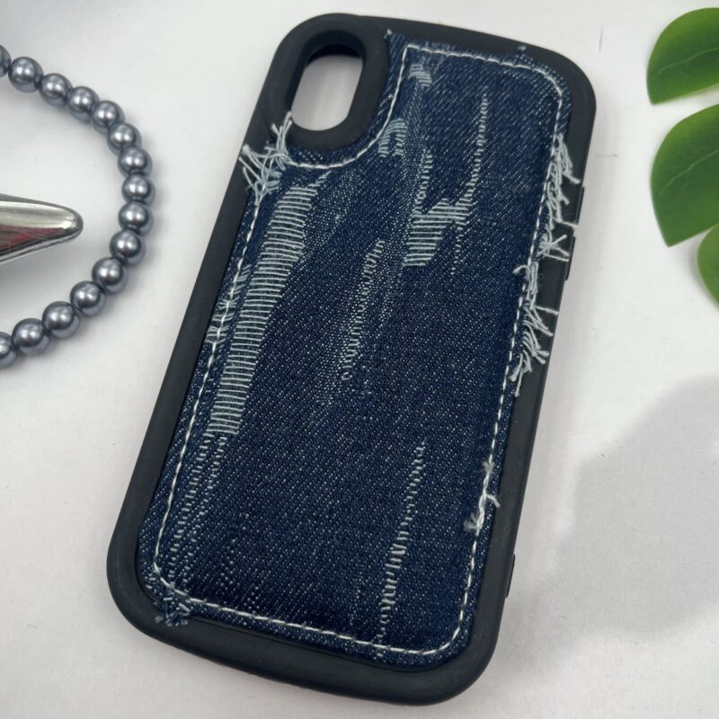 قاب گوشی iPhone X / iPhone XS آیفون جین زاپ دار اورجینال دوخت دار سیلیکونی سرمه ای کد 91331 - Image 2