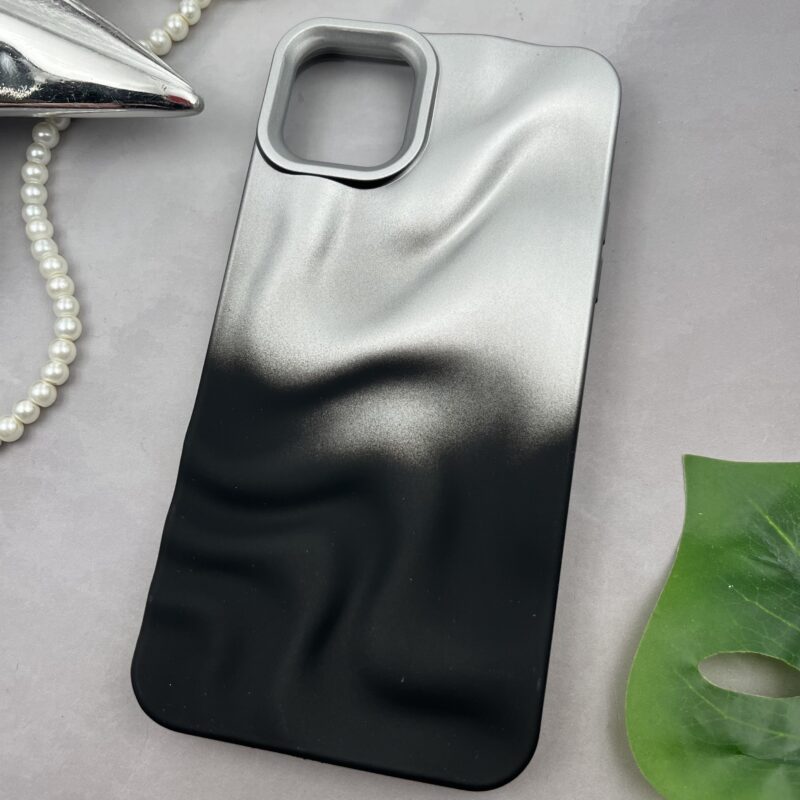 قاب گوشی iPhone 11 Pro Max آیفون سیلیکونی موج دار برجسته لاکچری مشکی نقره ای لنز برجسته کد 16003 - Image 2