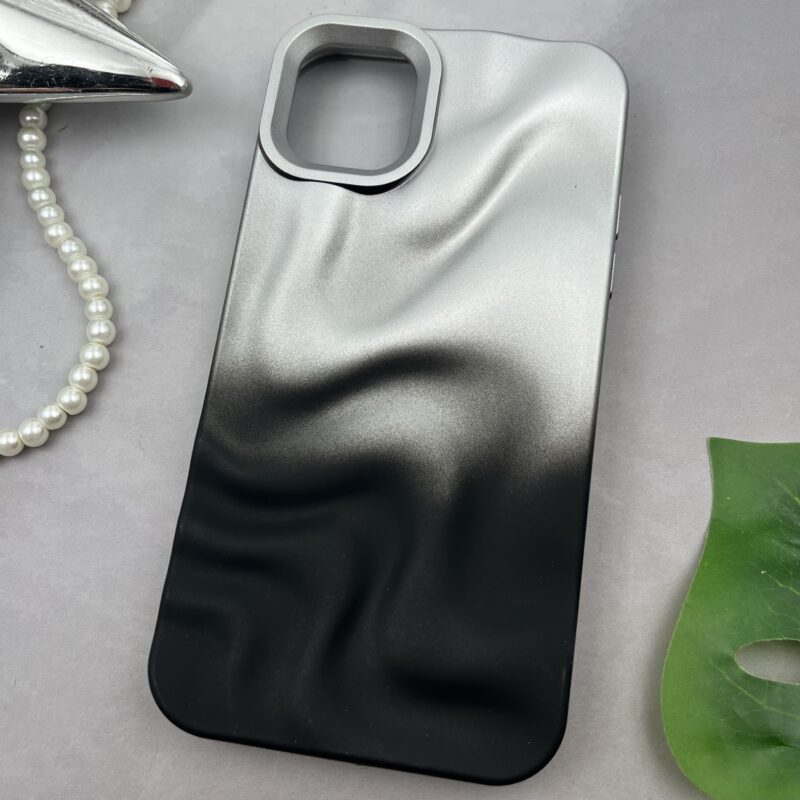 قاب گوشی iPhone 11 Pro آیفون سیلیکونی موج دار برجسته لاکچری مشکی نقره ای لنز برجسته کد 22824 - Image 2