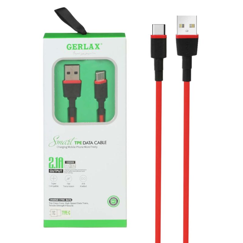 کابل شارژ فست Micro اندروید برند GERLAX مدل GD-12 قرمز کد 33540