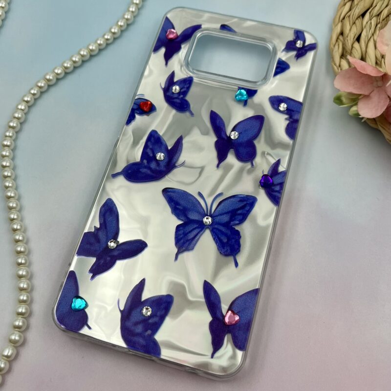 قاب گوشی Poco X3 / Poco X3 NFC / Poco X3 Pro شیائومی 3D طرح سه بعدی نگین دار برجسته طرح پروانه آبی تیره کد 33676 - Image 2