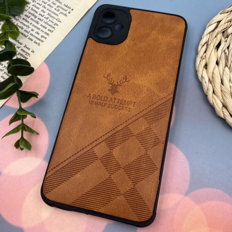 قاب گوشی Galaxy A05 سامسونگ چرمی ژله ای طرح گوزنی DEER ایربگ دار عسلی محافظ لنز دار کد 36056 - Image 2