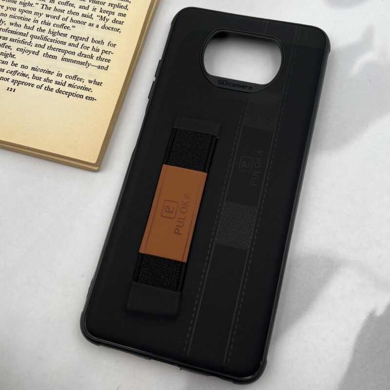 قاب گوشی Poco X3 / Poco X3 NFC / Poco X3 Pro شیائومی چرمی PULOKA دور سیلیکونی فینگربند کلاسیک مشکی کد 41746 - Image 2