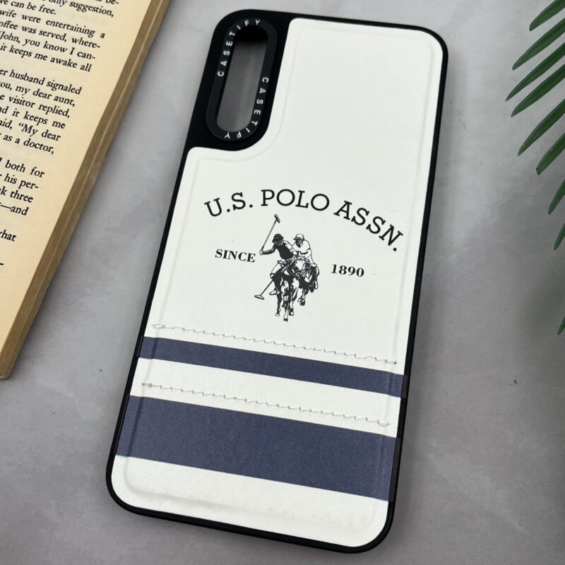 قاب گوشی Galaxy A30S / Galaxy A50S / Galaxy A50 سامسونگ Polo اورجینال چرمی دوخت دار سفید سرمه ای کد 42122 - Image 2