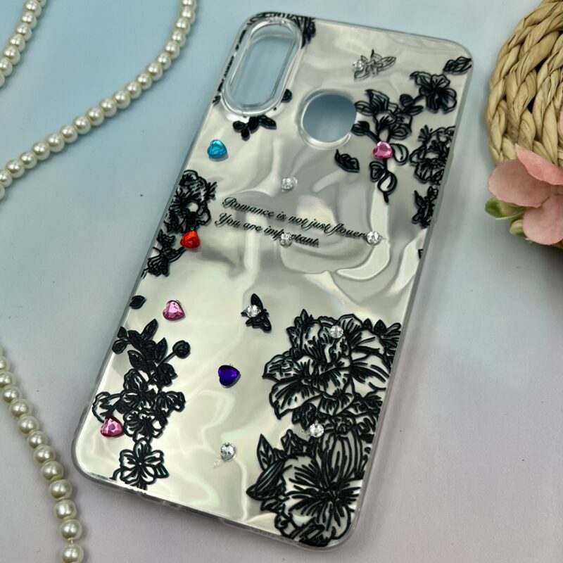 قاب گوشی Galaxy A20S سامسونگ 3D طرح سه بعدی نگین دار برجسته طرح گل مشکی کد 48953 - Image 2